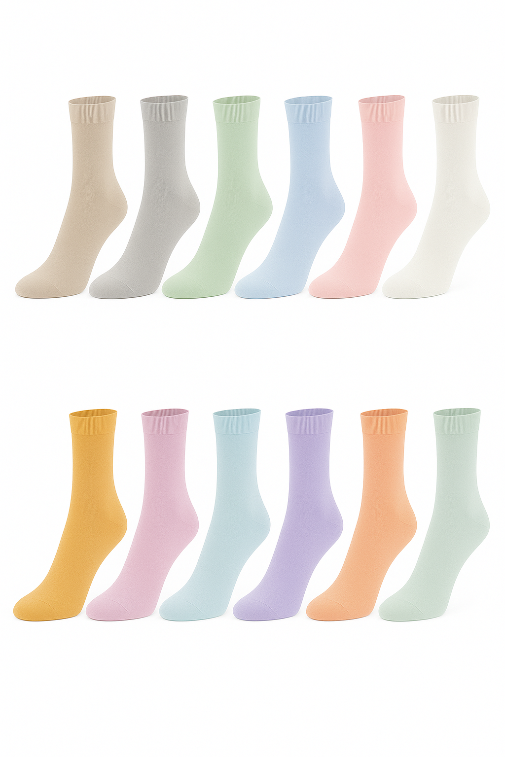 Kadın Bambu Soket Çorap – Asorti 12’li Paket (Terletmez & Günlük)